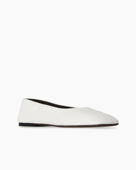 Square Ballet Flat in Leather