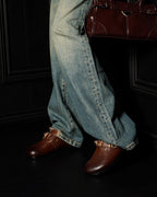 LarosaStyle Charm Retro Wool Lining Leather Backness Mules